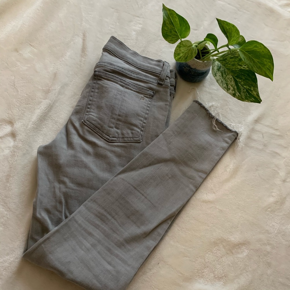Rag & Bone Grey Raw Hem Ankle Skinny Jeans Size 26